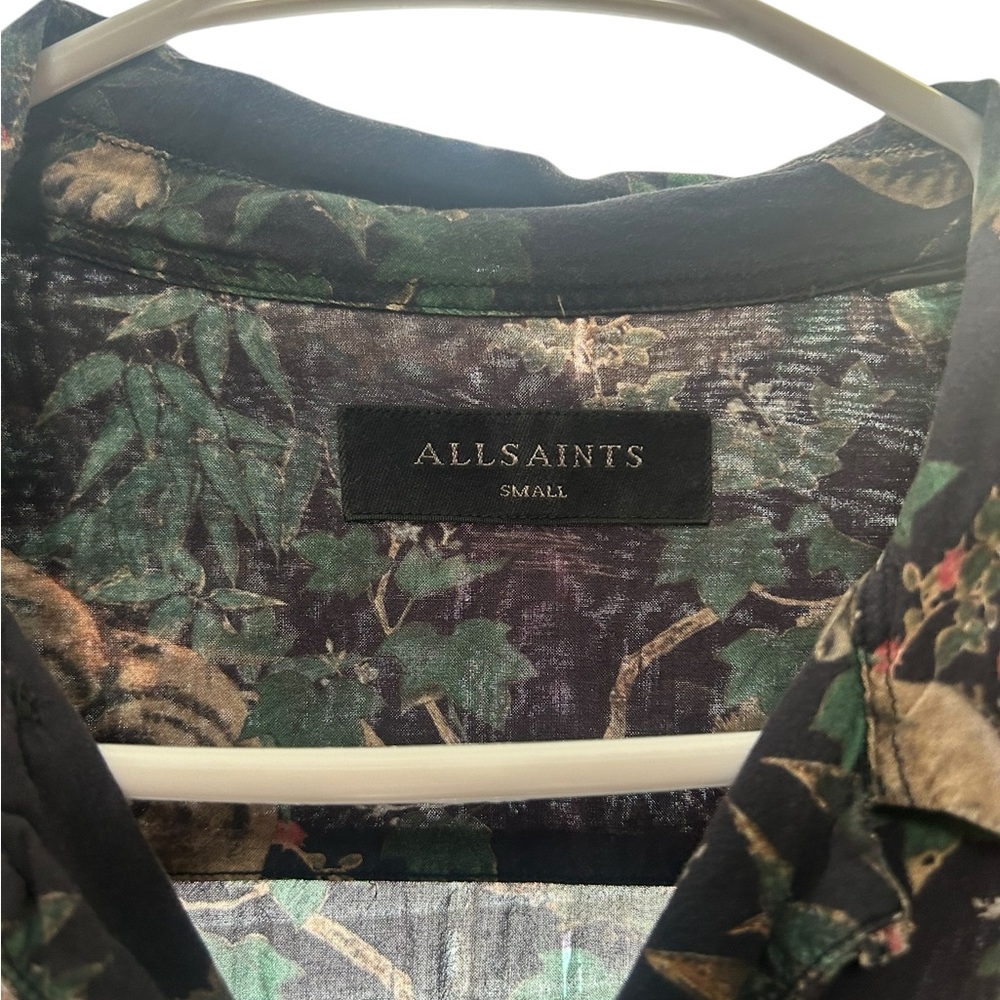 All Saints Black and Green Casual Button Down Shirt - Picture 4 of 7